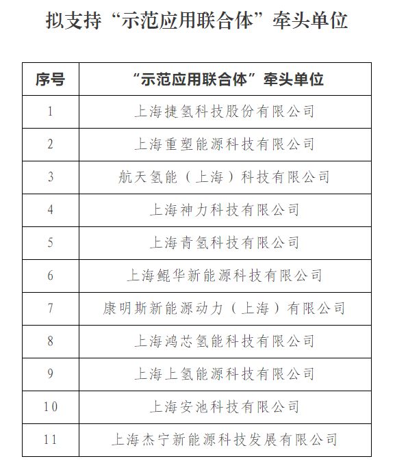 上海年度燃料電池汽車(chē)示范應用擬支持單位公布(圖2)